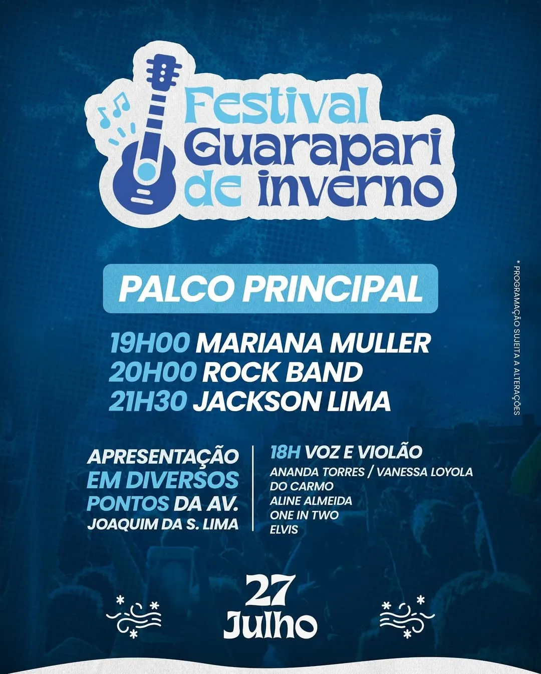 Festival de Inverno 2025 movimenta Guarapari de 25 a 27 de julho com shows gratuitos no Centro 4 Festival de Inverno de Guarapari 2025 reúne música e cultura