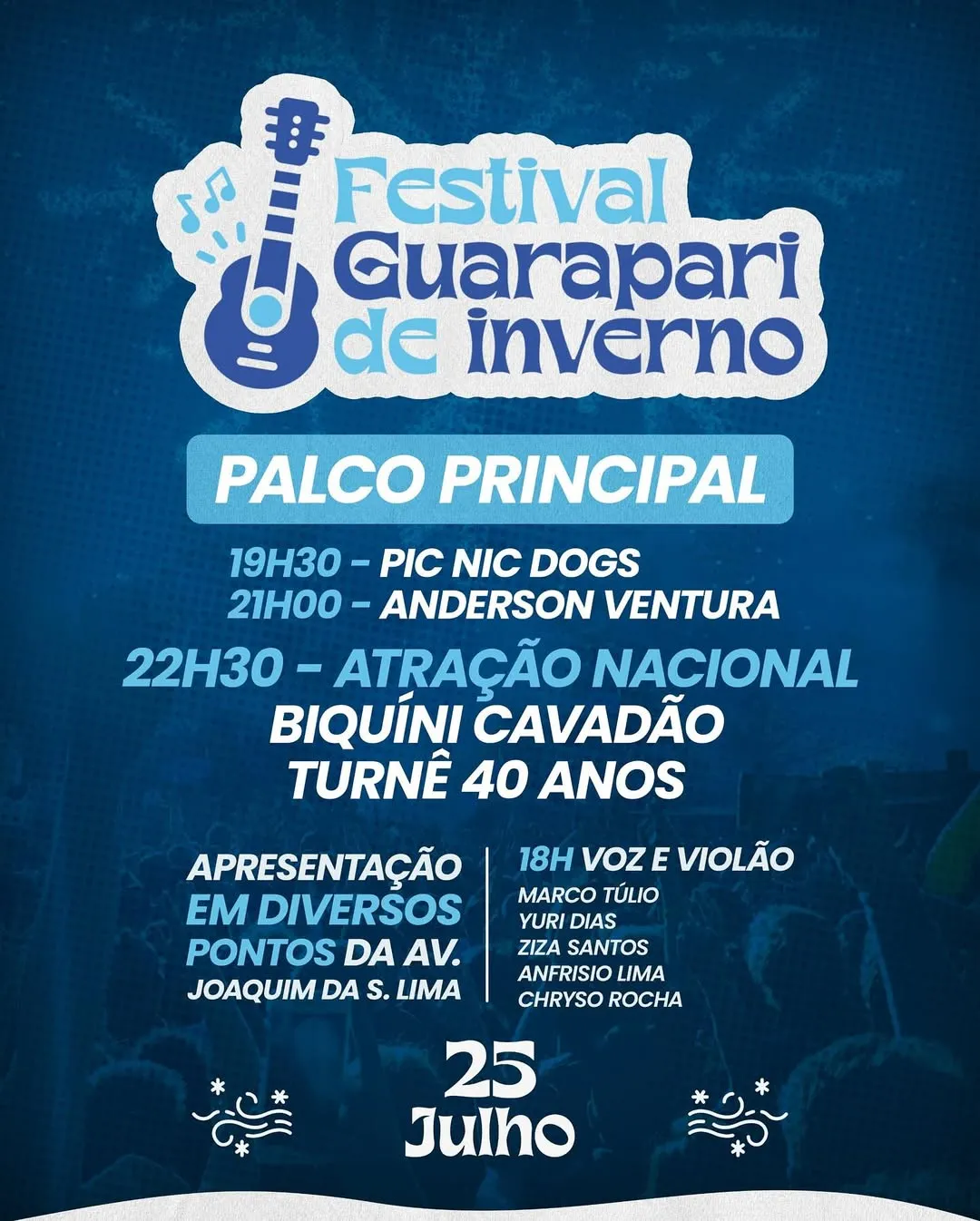 Festival de Inverno 2025 movimenta Guarapari de 25 a 27 de julho com shows gratuitos no Centro 2 Festival de Inverno de Guarapari 2025 reúne música e cultura