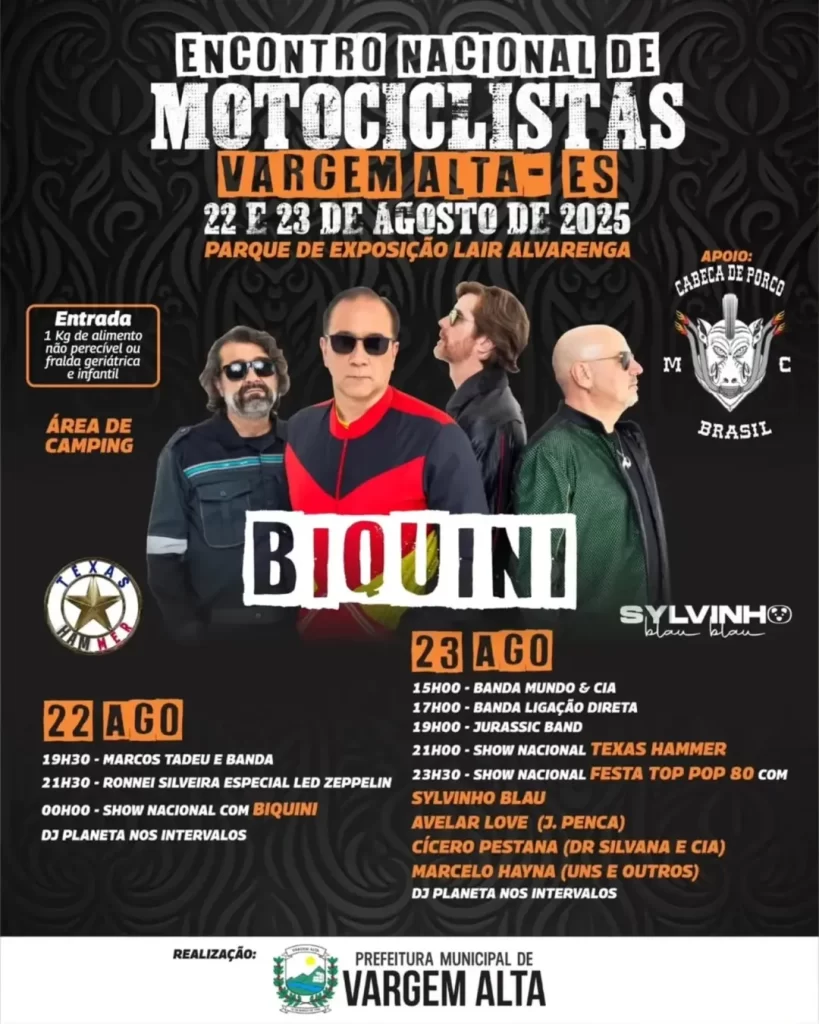 Encontro Nacional de Motociclistas em Vargem Alta reúne rock e aventura 2 Encontro Nacional de Motociclistas em Vargem Alta reúne rock e aventura