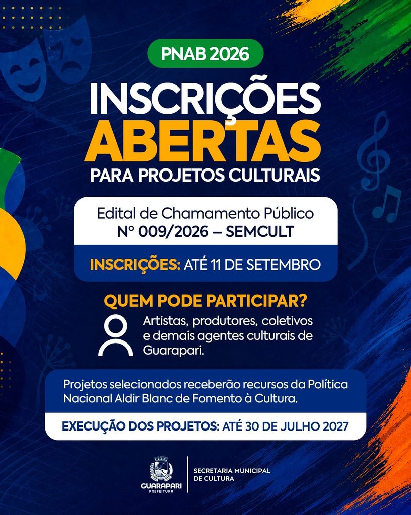 Inscrições para projetos culturais da PNAB em Guarapari seguem até 11 de setembro