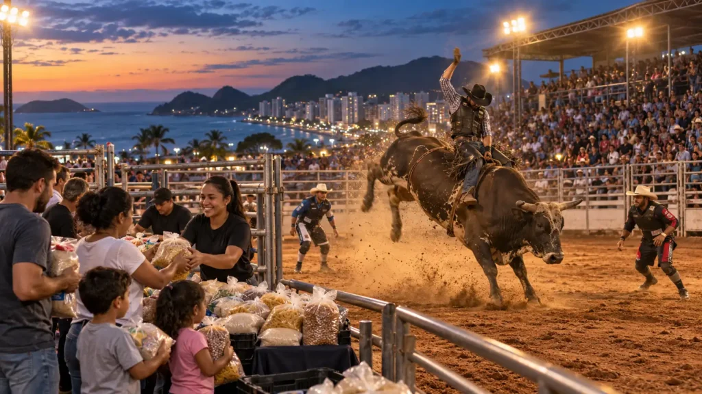 Guarapari terá rodeio beneficente na Festa da Cidade, com entrada trocada por alimento
